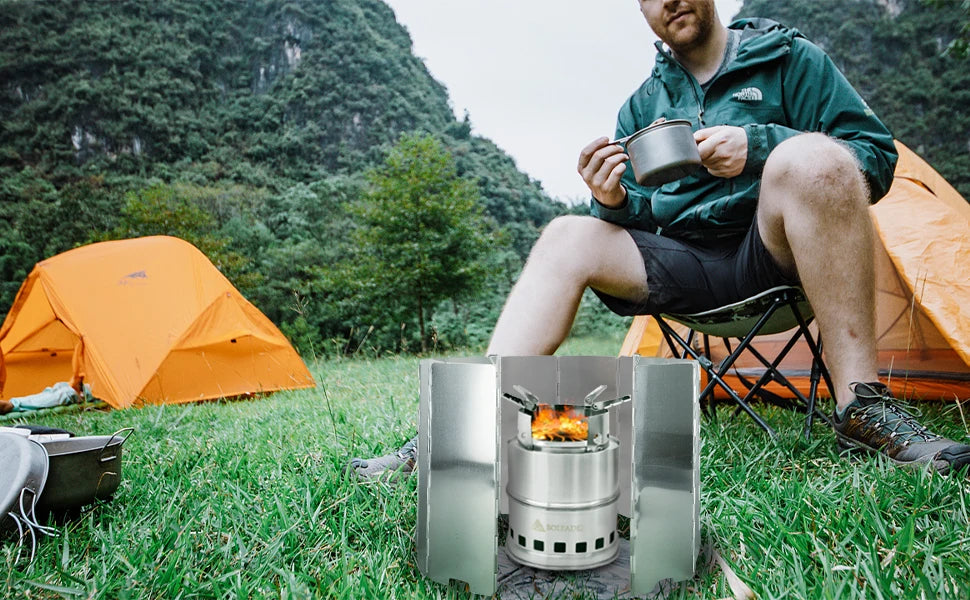 YANBIGUO Tall Stove Windscreen-Gas/Butane Burner Windshield-Aluminum Camping Stove Compact Folding,Outdoor Cooker Wind Shield