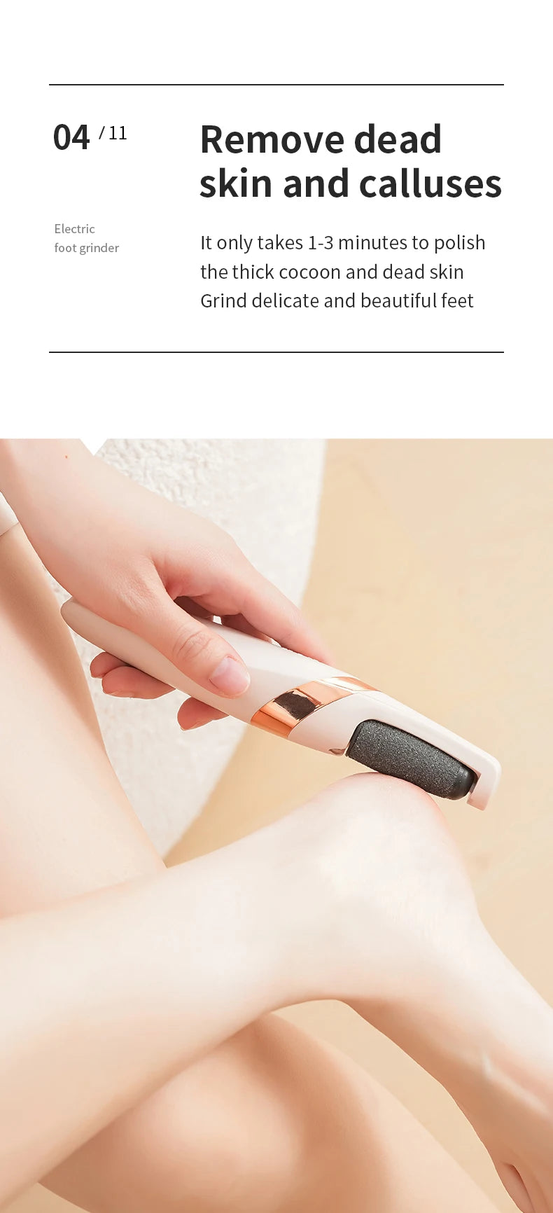 HOMEFISH Electric Foot Grinder Automatic Foot Callus Rubbing Pedicure Dead Skin Callus Remover for Foot Rechargeable Foot Beauty