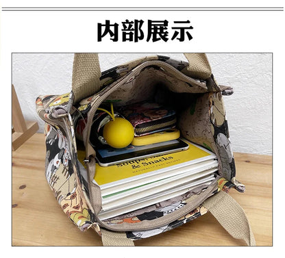 Fashionable Top-handle Bag with Cute Cat Pattern, Portable Mommy Bag for Women