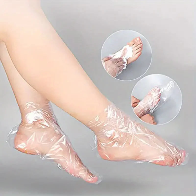 100/200Pcs Disposable Foot Moisturizing Socks Transprent Foot Bags PE Foot SPA Covers Callus Remover Feet Care Pedicure Tools
