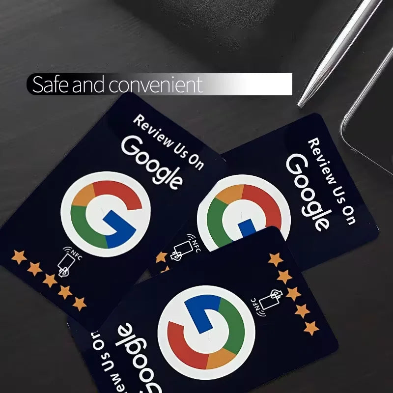100Pcs Black Premium Wear‑Resistant Matte Finish Reusable Google Review Tap NFC Card Programmable NFC Tap Card User‑Friendly