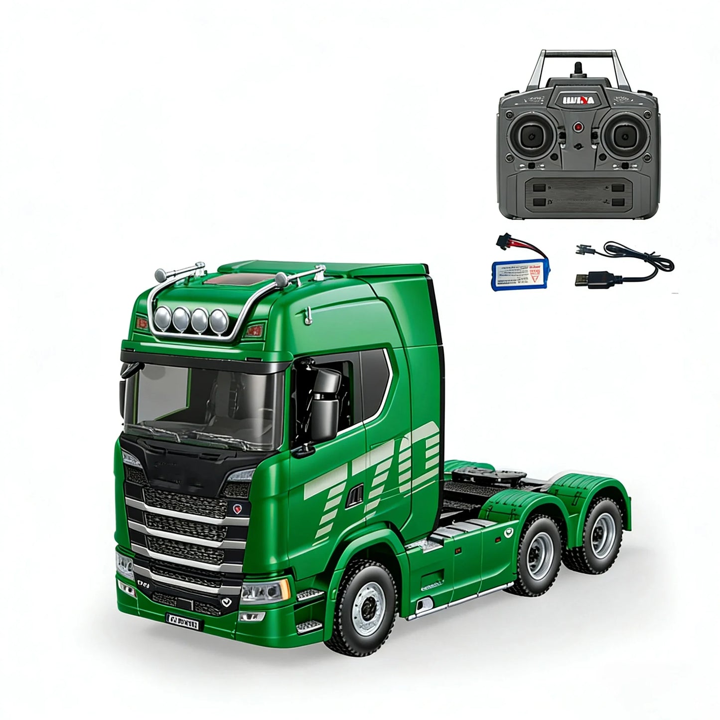 HUINA 1501 770S 1/18 19CH 2.4G RC Alloy Tractor Truck Engineering Trailer Truck with Light and Sound Toys for Boys Adults Gifts
