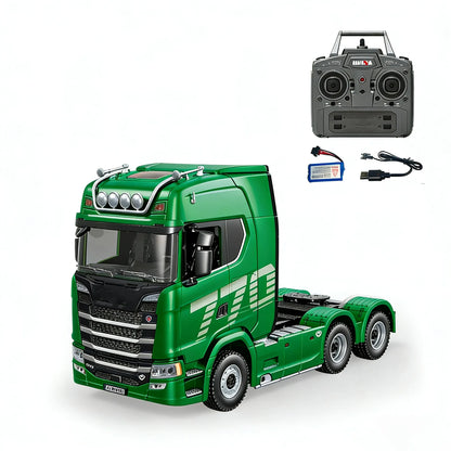 HUINA 1501 770S 1/18 19CH 2.4G RC Alloy Tractor Truck Engineering Trailer Truck with Light and Sound Toys for Boys Adults Gifts