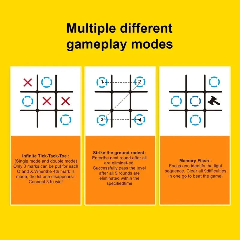 1PC Tic Tac Toe Electronic Chessboard Multifunctional Children's Education Strategy Toy Interactive Brain Game Parent-Child Fun