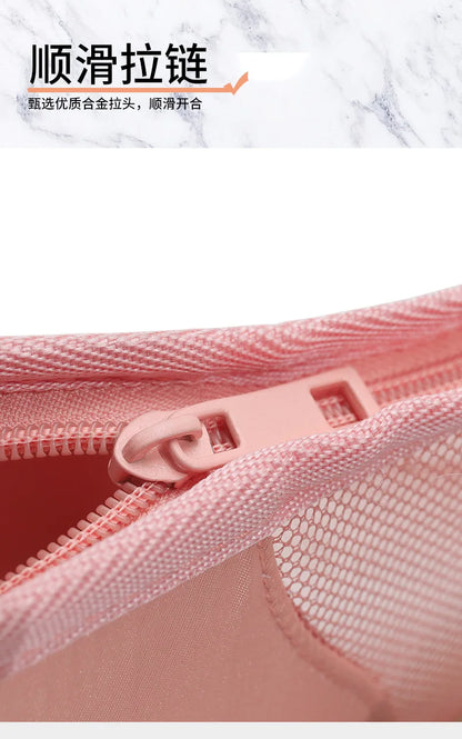 HOMEFISH 1 Pc Stand Cosmetic Bag for Women Clear Zipper Makeup Bag Travel Female Makeup Brush Holder Organizer Toiletry Bag