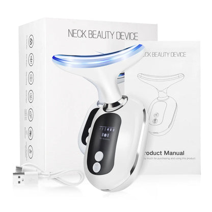 EMS Beauty Neck Instrument Microcurrent Face Neck Beauty Device LED Photon Reduce Double Chin Anti Wrinkle Tightening Neck Skin