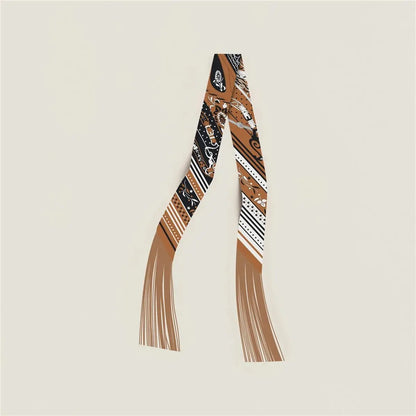 130x5cm Tassel Cashew Print Scarf Women's All-season Twill Silk Decorative Ribbon Multi-purpose Bag Hair Tie Belt Scarf