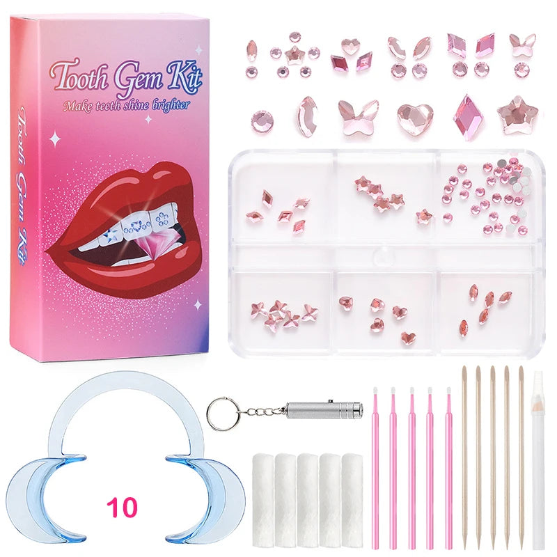 1 Set Professional Tooth Gem Kit Diy Love Horse Eye Crystals Jewelry Kit Teeth Gems Kit Tooth Gems For Teeth Jewelry Starter