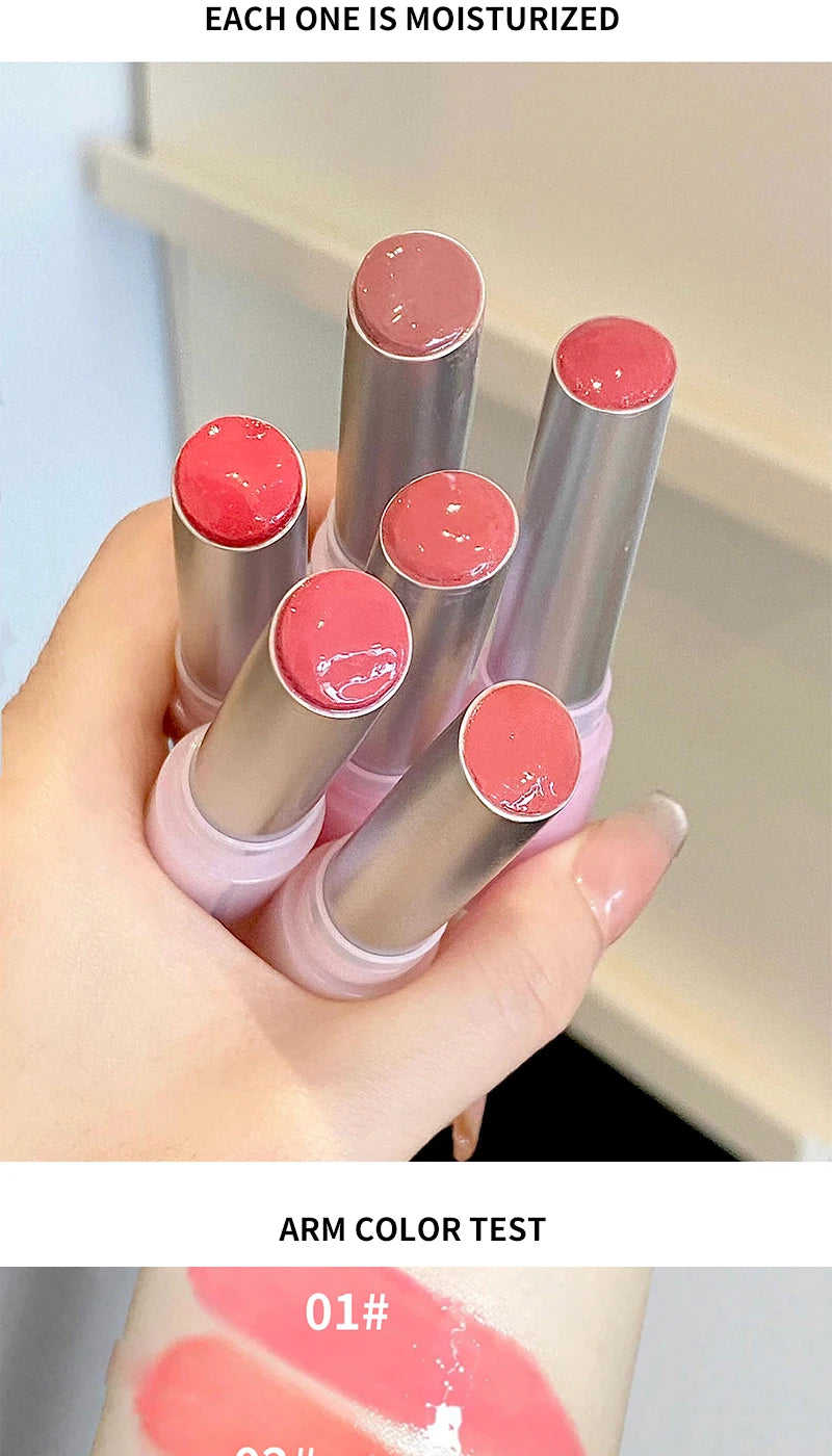 Flowery dish language lip gloss mirror lip glaze beep lip water light lasting makeup not easy to dip cup makeup