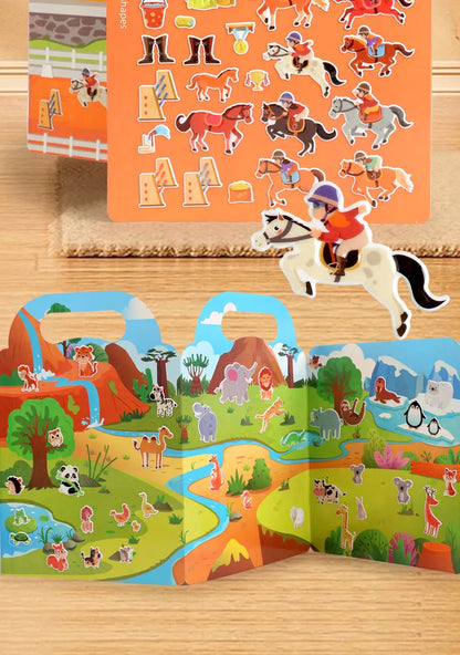 Children DIY Sticker Book Bubble Scene Sticker Jelly Paste Toy Kids Portable Reusable Quiet Busy Paste A Book