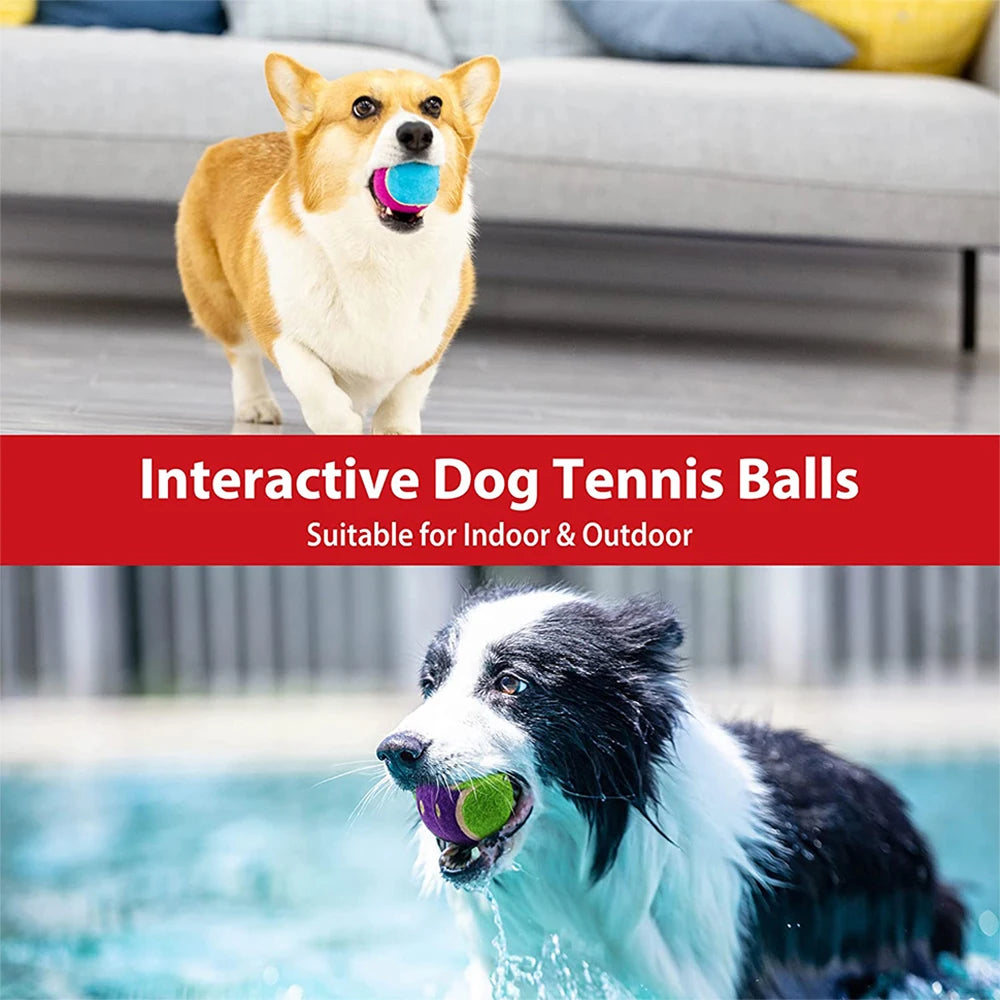 Pet Dog Squeaky Tennis Ball Interactive Dog Toys High Bounce Sound Rubber Ball  for Small Medium Dogs Training Outdoor Play Ball
