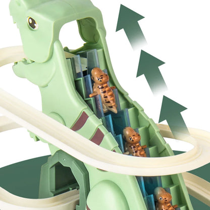 Dinosaur Climbing Slide Music Toy with 3 Dinosaurs, Puzzle Fun Electric Slide Toy Car, Halloween Boy and Girl Christmas Gift