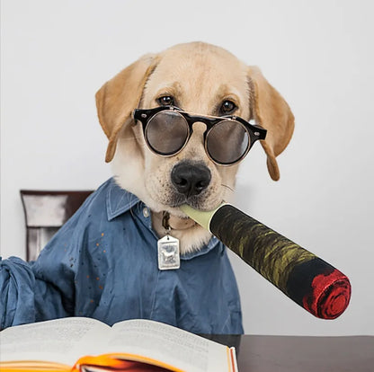Funny Interactive Cigar Design Plush Dog Toy Squeaky Chew Toy for Teeth Grinding
