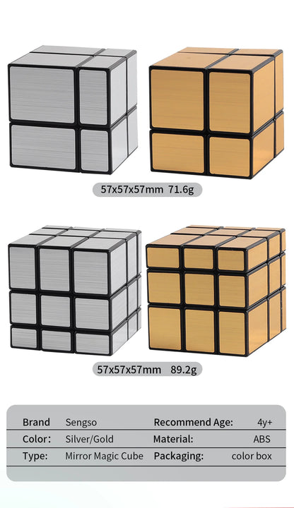 SENGSO Mirror Magic Cube 2x2 3x3 Golden Silver Magic Cubo Profession Puzzle High Quality Children's Toys
