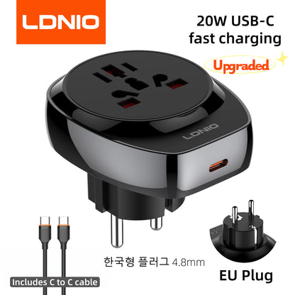 LDNIO Z7 Universal Outlet EU UK AU US KR Plug Converter Home Travel Socket Adapter Compatible With 200+ Countries Portable Trip