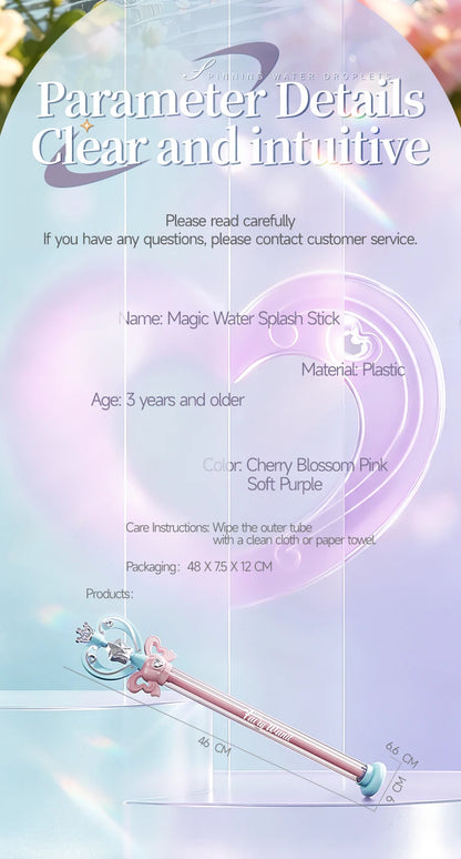 Magic Fairy Wand Water Gun Sparkling Summer Water Play Toy for Kids Adults Birthday Gift Water Battle Cannon