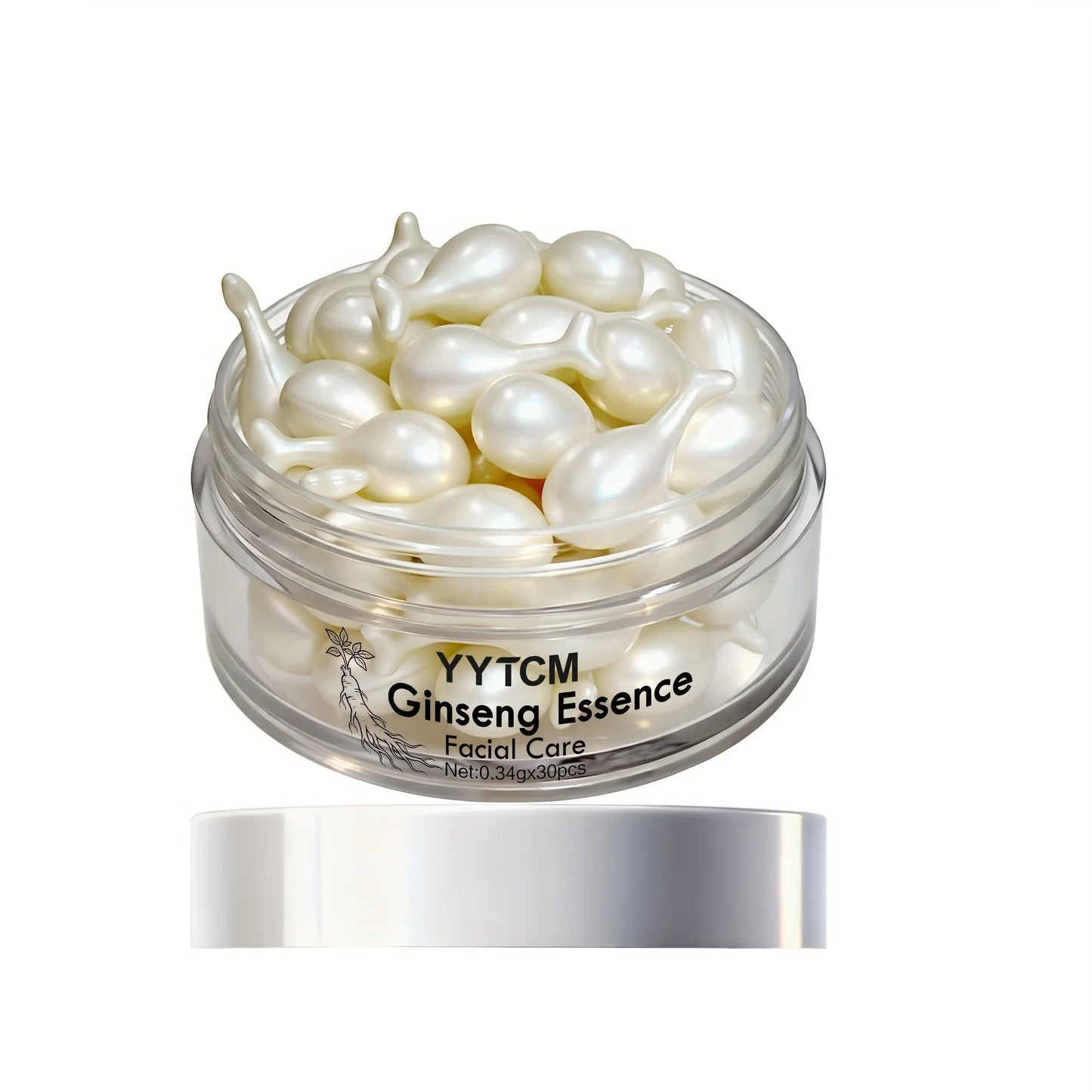 Ginseng Essence Capsules, Moisturizing and Firming Essence Serum, Contains Squalane, Niacinamide, Vitamin E, Retinol, Deep Hydration (0.34Gx30 Capsules)/Bottle-1 Bottle