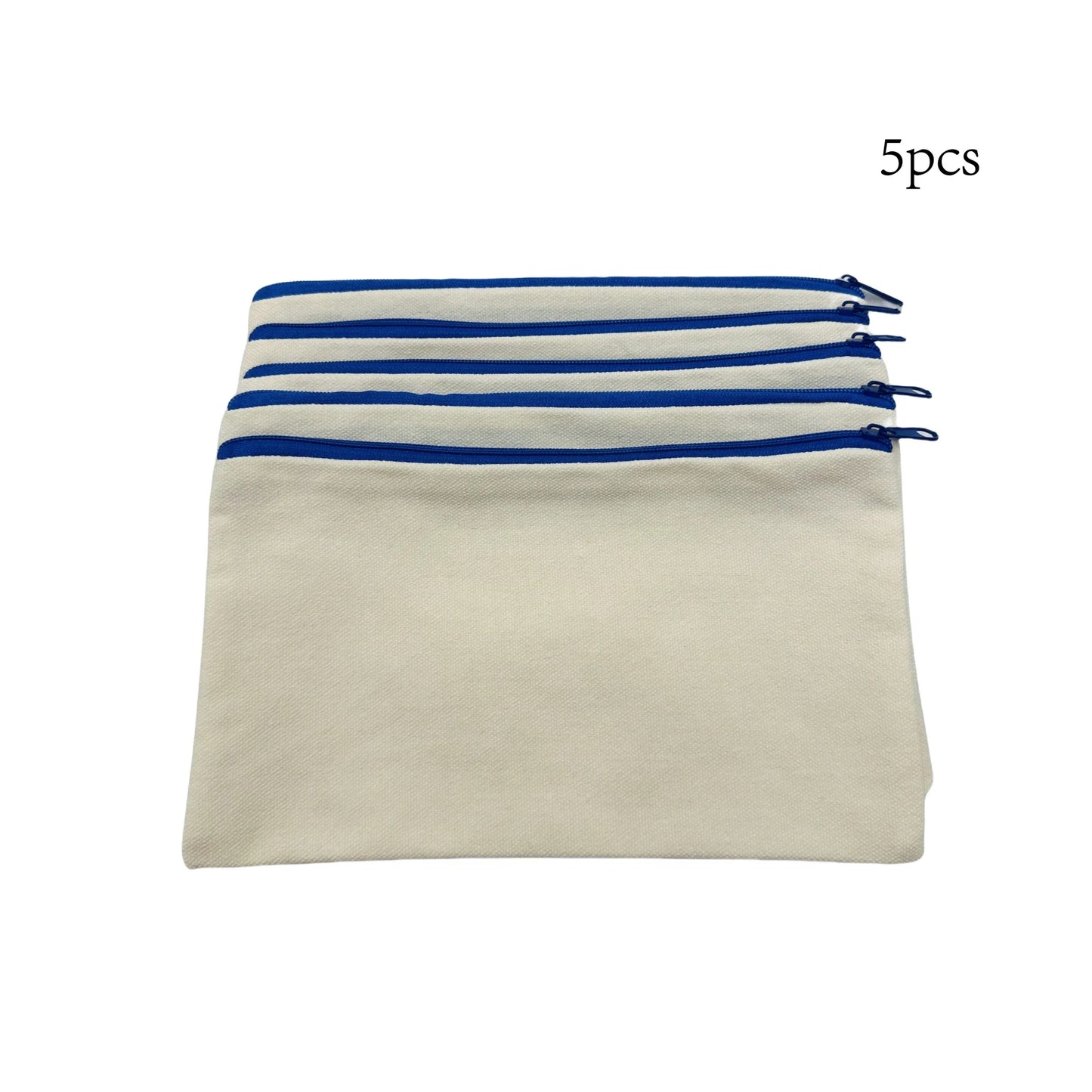 5pcs Blank Canvas Zipper Pouch Bulk, Makeup Bag Pencil Case For Cosmetic & DIY Crafts, Independence Day