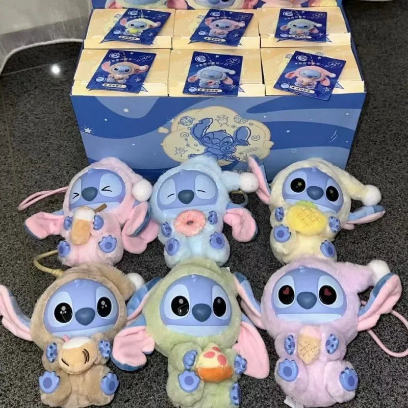 HOT Stitch Eat Something Before Sleep Series Blind Box Plush Vinyl Toys Cute Doll Labu V3 Mystery Box Bag Pendant Decor Gift