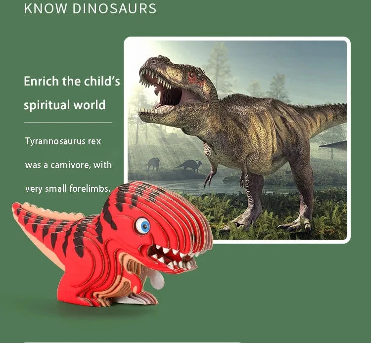 3D Jigsaw Puzzles for Kids Jurassic World Dinosaur Educational Toys Paper Animal Puzzle Cartoon Model Toys Children's Day Gift