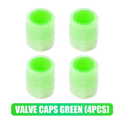 Luminous Car Tire Valve Cap Fluorescent Night Glowing Tire Decor Motorcycle Electric Bicycle Hub Valve Caps Car Accessories