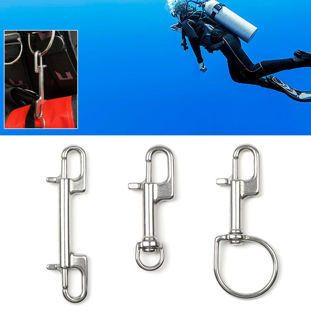 1PC 316 Stainless Steel Swivel Eye Bolt Spring Snap Hook Double Head Hook Marine Diving D Ring Snap Hooks With Swivel