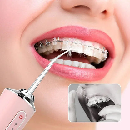 Oral Irrigator Portable USB Rechargeable Dental Water Flosser Water Jet Floss Tooth Pick 4 Jet Tip 220ml 3 Modes IPX7 Waterproof