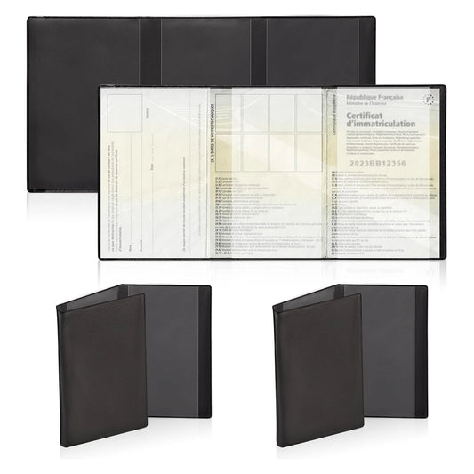 Gray card pocket package and registration Protection cover insurance-plastic transparent pouch for Motorbike Car Documents (1/2, black)