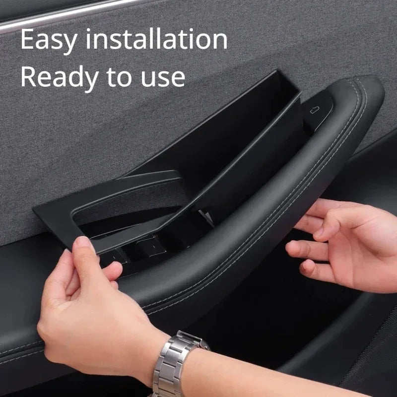 Door Handle Storage Box for Tesla Model 3 Highland Model Y Juniper 2026 Interior Accessories Inner Handle Organizer Phone Holder