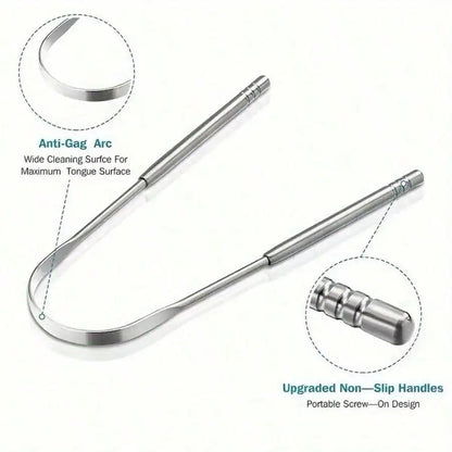 Non-slip Handle Tongue Scraper Portable Single Layer Tongue Scraper Reusable Stainless Steel Oral Mouth Brush Case Tongue Clean