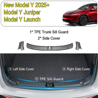 Rear Trunk Bumper Protector Guard For Tesla Model Y Juniper Launch Accessories 2025 2026 Trunk Threshold Sill Cover Mat Plate