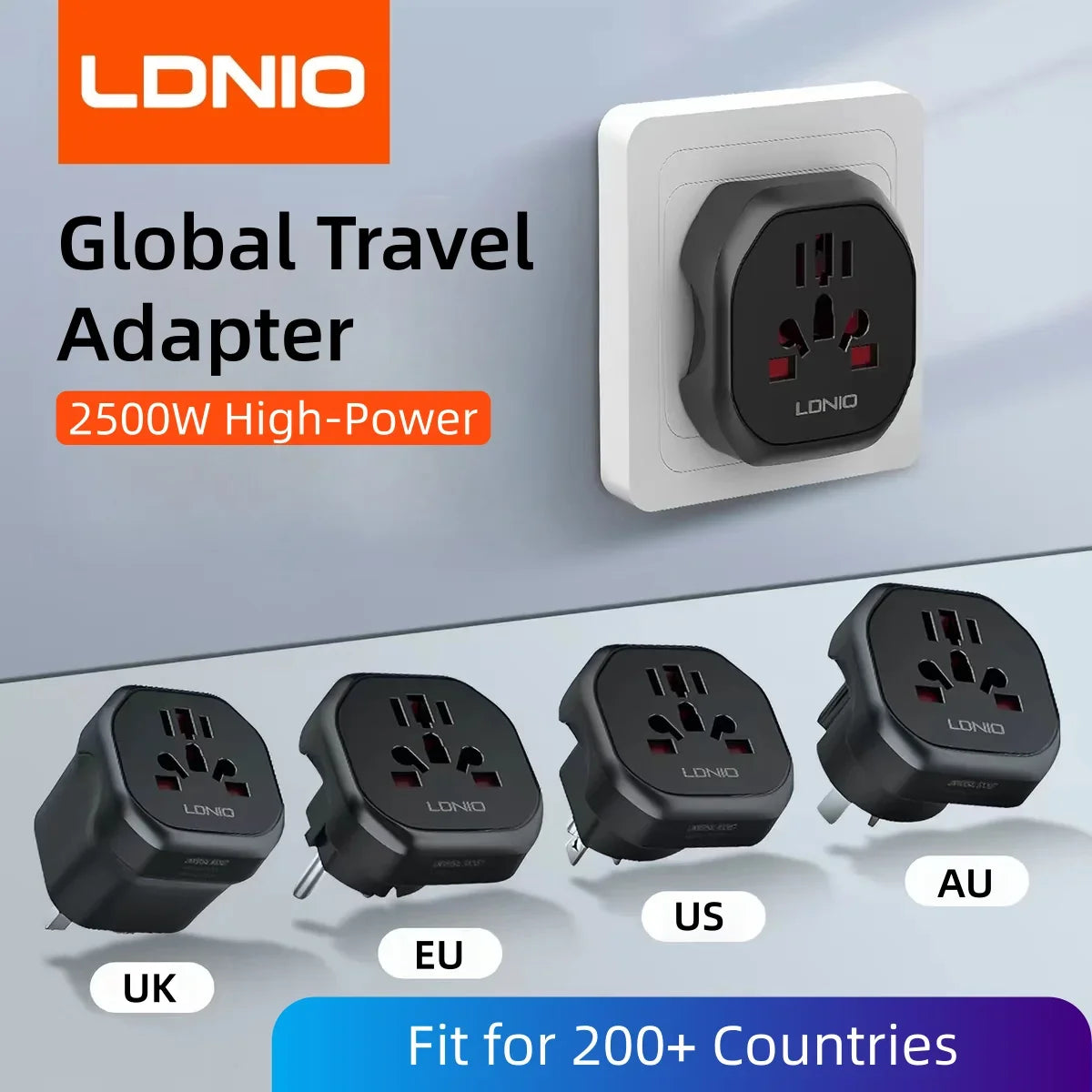 LDNIO Z7 Universal Outlet EU UK AU US KR Plug Converter Home Travel Socket Adapter Compatible With 200+ Countries Portable Trip