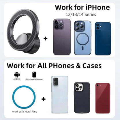 Magnetic Ring Phone Holder Mount 360° Adjustable - 17mm Ball Head Compatible iPhone 17-12 for Car Vent Dashboard Windshield