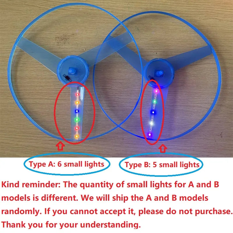 Luminous Flying Disc Propeller Toys LED Lighting Pull String Flying UFO Toy Spinning Top Outdoor Game Sports Toy Gift