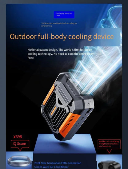 HOMFISH Personal Belt Clip Fan Portable Power Bank Flashlight Wearable Fan Hanging Neck Fan for Outdoor Works Hiking Camping