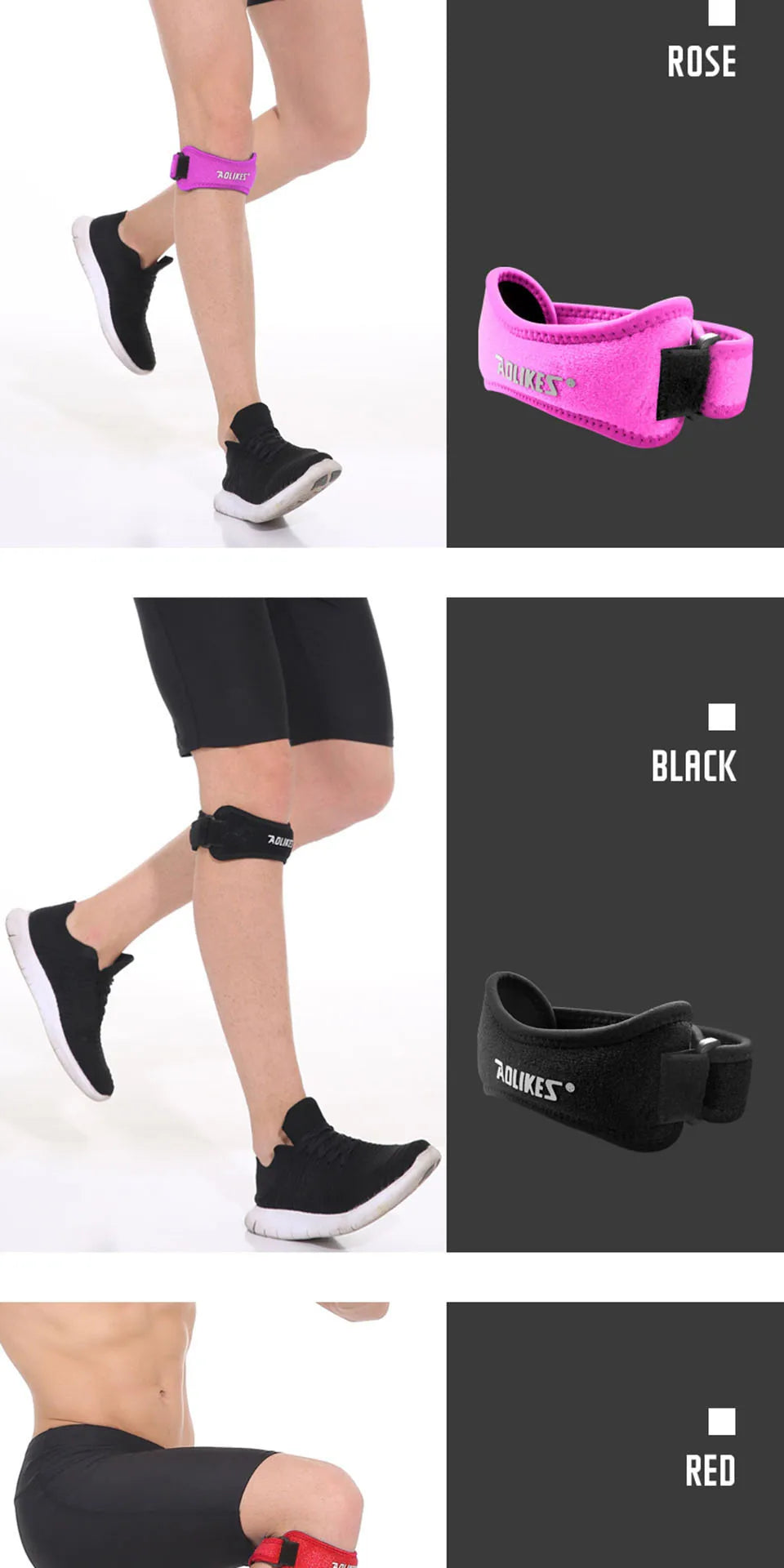 AOLIKES 1PCS Knee Braces for Knee Pain,Patella Knee Support Strap,Adjustable Patellar Tendon Stabilizer Band for Basketball