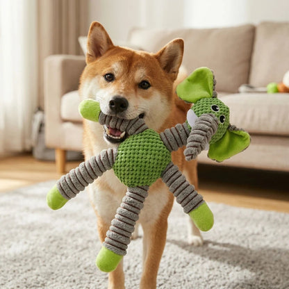 Squeaky Plush Elephant Dog Toy Durable Bite‑Resistant Pet Chew Toy Teeth Cleaning Interactive Puppy Stress Relief Toy