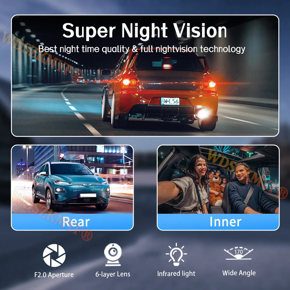 3LENS WIFI Dash Cam Car Camera 1080P Video Recorder Car DVR 2Len Front Options Rear View Camera Night Vision Car Accessories