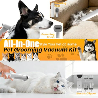 Dog Grooming Vacuum All-in-One Pet Grooming Kit with Hair Clipper and Shedding Brush Low Noise 12 000Pa Dog Hair Remover Vacuum