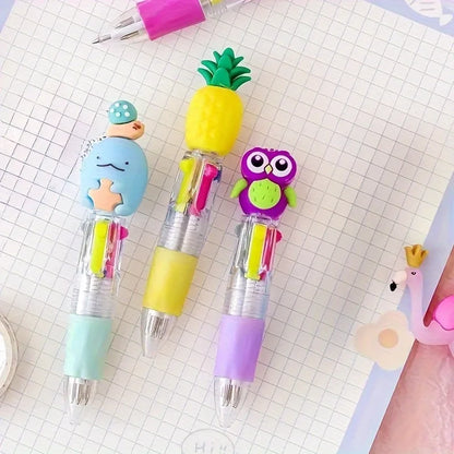 5-20Pcs/Lot Cute Cartoon 4 Color Mini Ballpoint Pen KawaiiUnicorn Flamingo Retractable Stationery Gift SchooOoffice Supplies