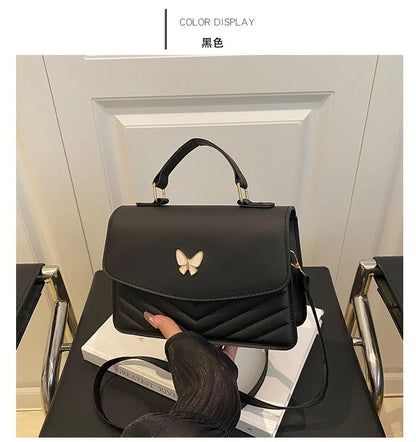 Lucky butterfly bag women's new fashion solid color simple texture trend beautiful casual shoulder messenger bag portable small