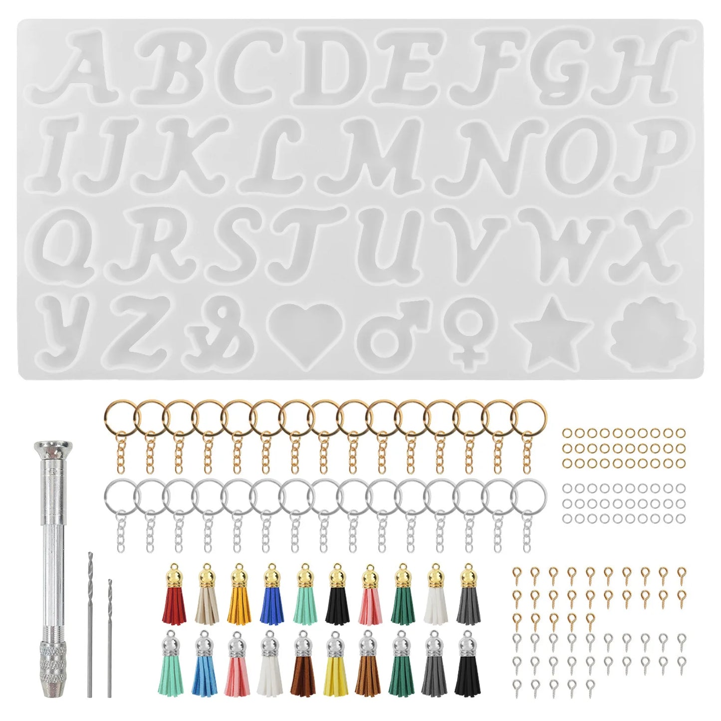 Alphabet Silicone Mold for Epoxy Resin Kit Mixed Style Letters Resin Casting Mold Set DIY Keychain Pendant Jewelry Making Tools