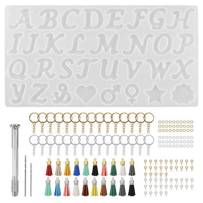 Alphabet Silicone Mold for Epoxy Resin Kit Mixed Style Letters Resin Casting Mold Set DIY Keychain Pendant Jewelry Making Tools