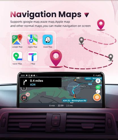 BONROAD Wireless Carplay Android auto Multimedia Player Car Radio For BMW 3 Series E90 E91 E92 E93 Touch Screen With Bluetooth