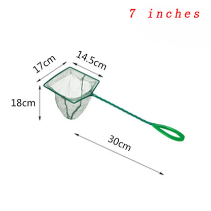 Large 3-12 Inches Fish Net Long Handle Square Aquarium Accessories Betta Shrimp Net Fishing Net Fish Tank Cleaning Tools
