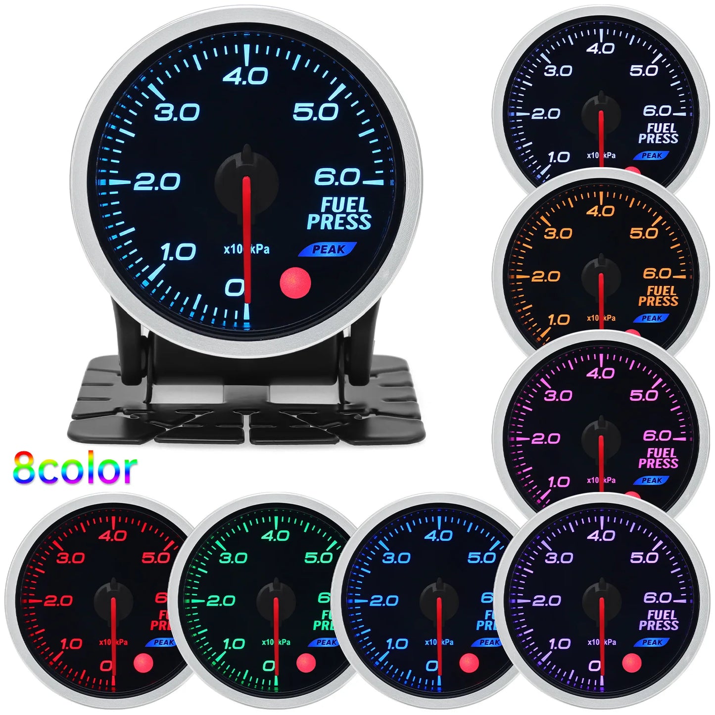 Universal Auto 12V 52mm 8 Color Racing Car Oil Pressure Water Oil Temp EGT Exhaust Temp Turbo Boost Tachometer Gauge Meter