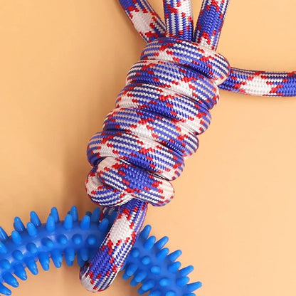Dog Toys Chew Resistant Nylon Rope Toys Pet Colorful Woven Knot Rubber Toys Dog Self Fun Outdoor Swimming Toys Pet Supplies