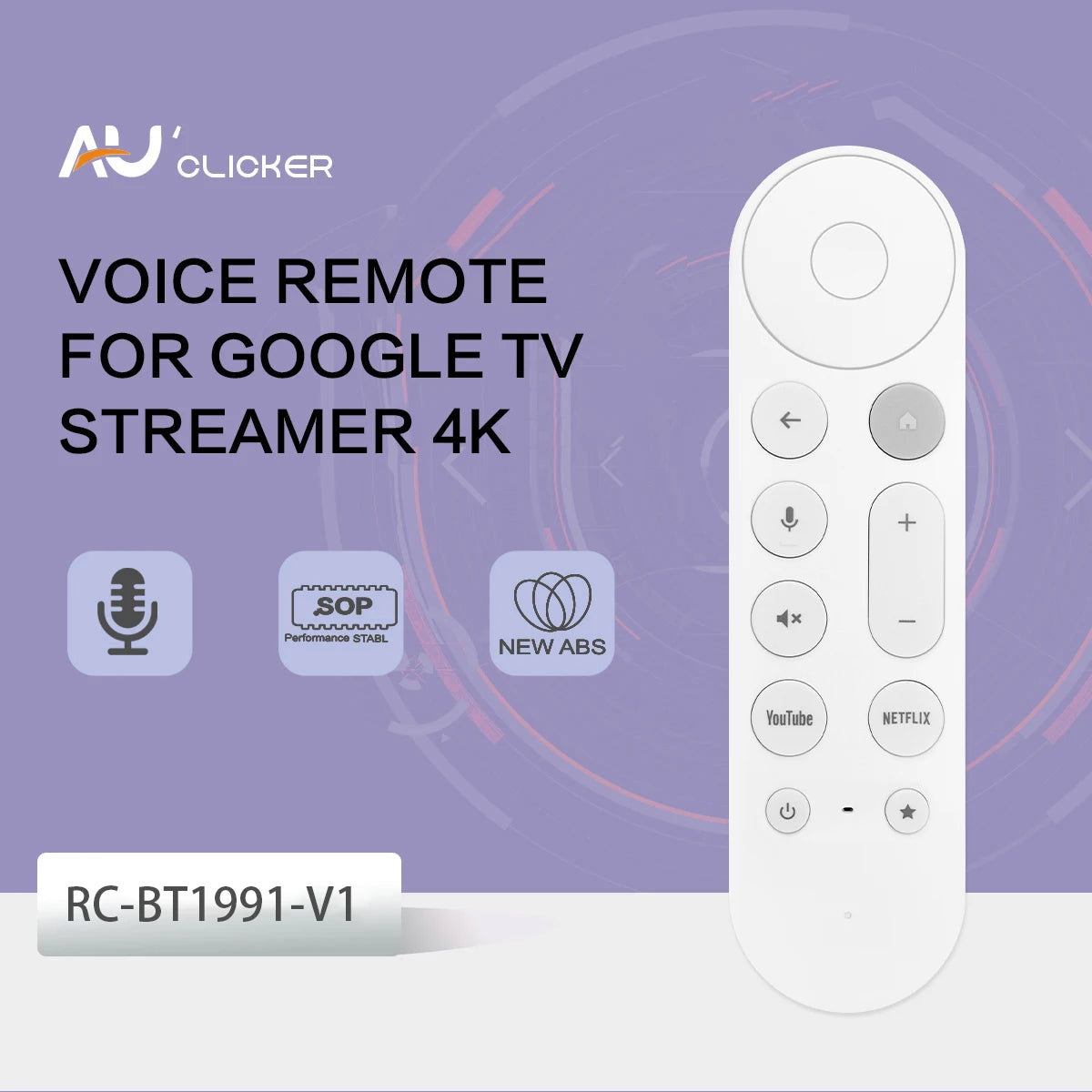 New RC-BT1991-V1 Replacement Remote Control Fit For Google TV Streamer 4K HDR Voice Remote Control with Find My Remote Feature