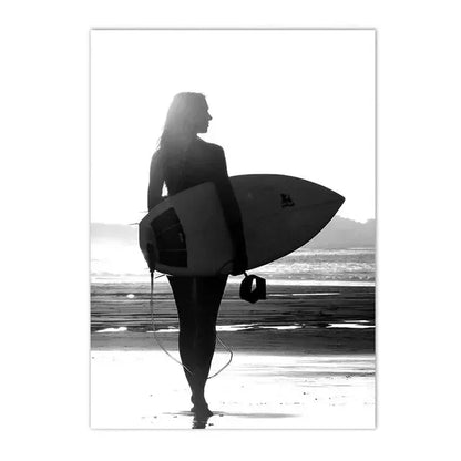 Beach Camper Van Surfing Ocean Landscape Wall Art  Palm Tree  Surfboard Canvas Painting  Home Room Decor Poster Prints