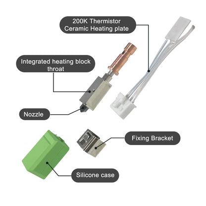Full Metal Hotend For kobra s1 hotend upgraded 200k Thermistor 2.0 Version Hotend For Kobra S1/S1 Combo 0.2/0.25/0.4/0.6/0.8mm